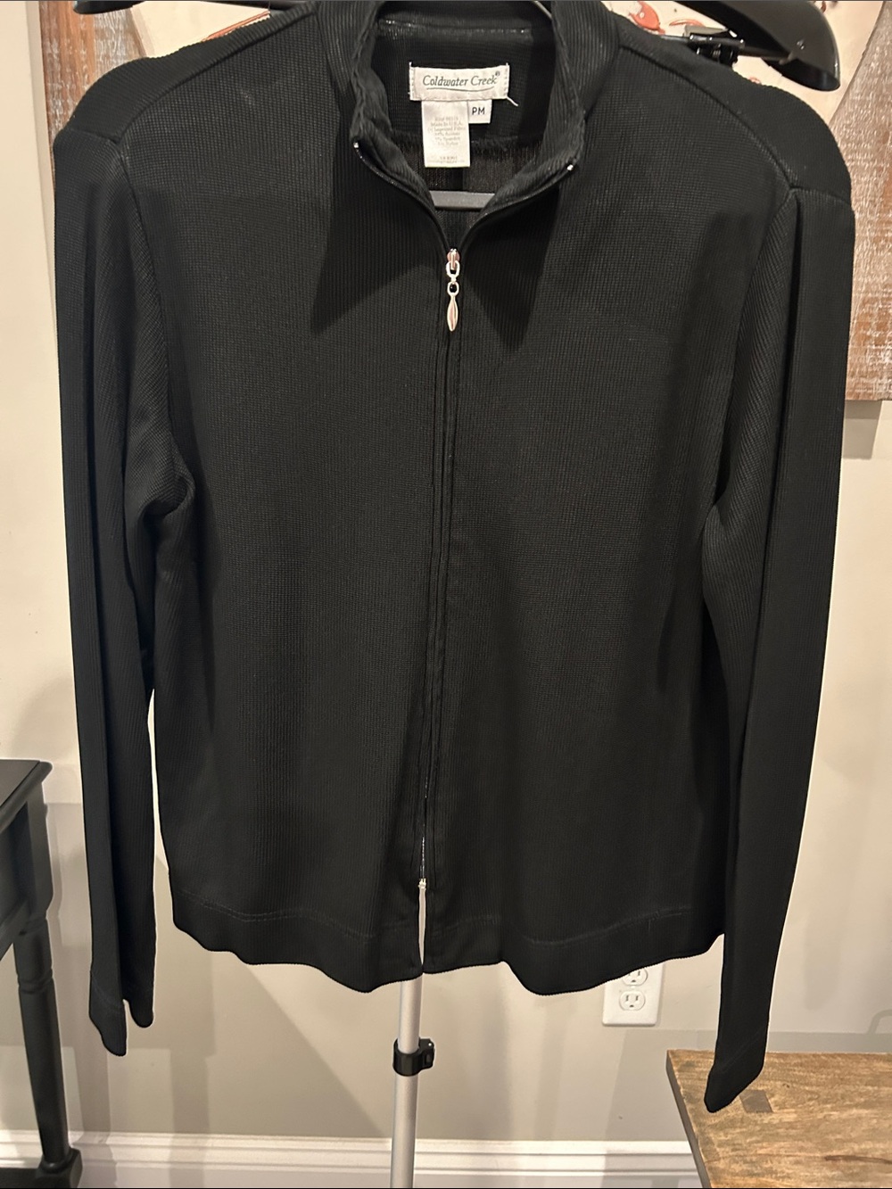 Coldwater Creek Women’s Black Full-Zip Knit Jacket Size Medium Petite